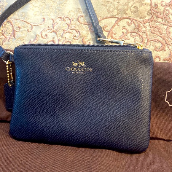 Coach Handbags - Navy blue Coach wristlet